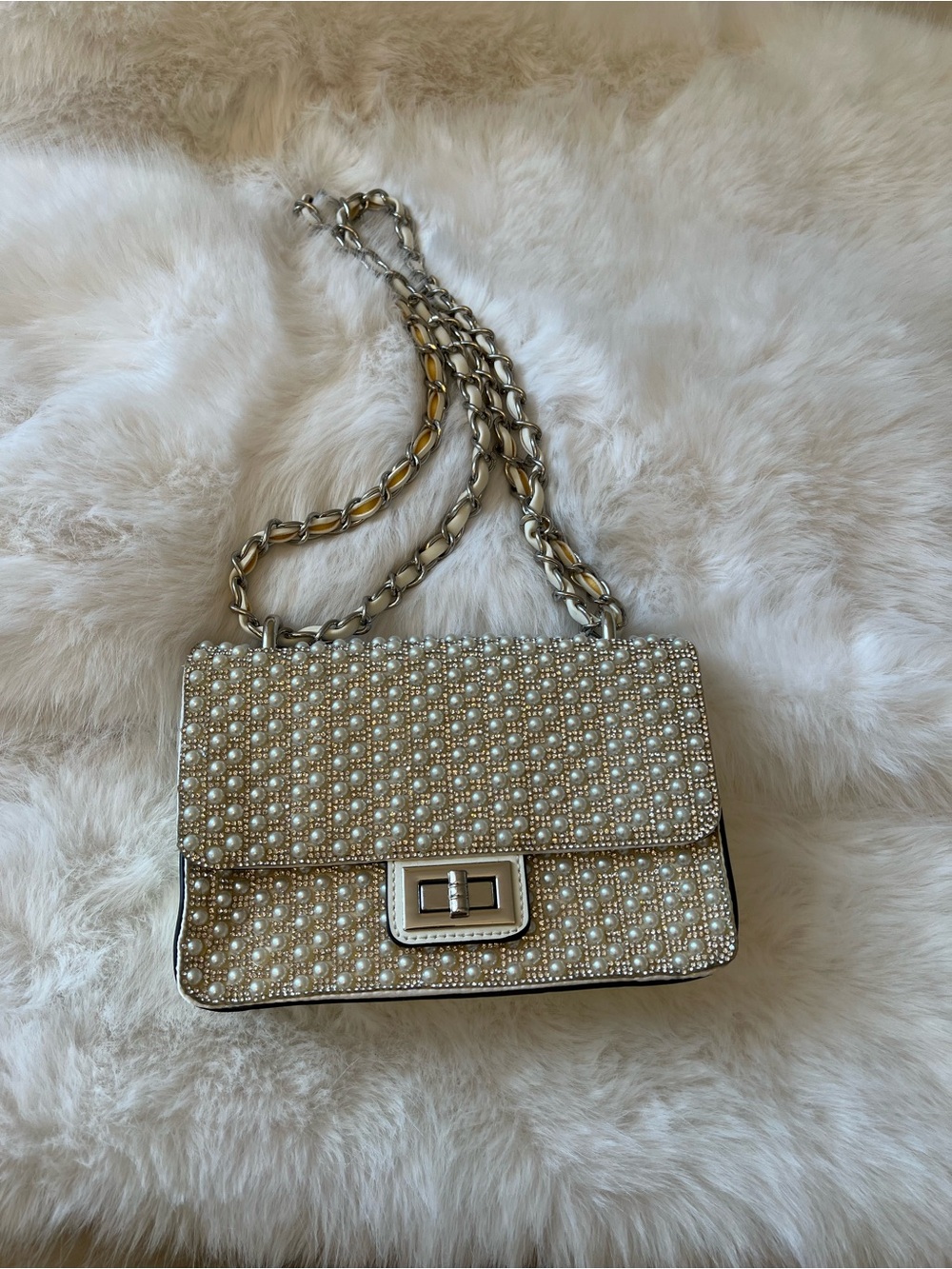 NWOT Aldo Pearl-Embellished Cream Shoulder Bag